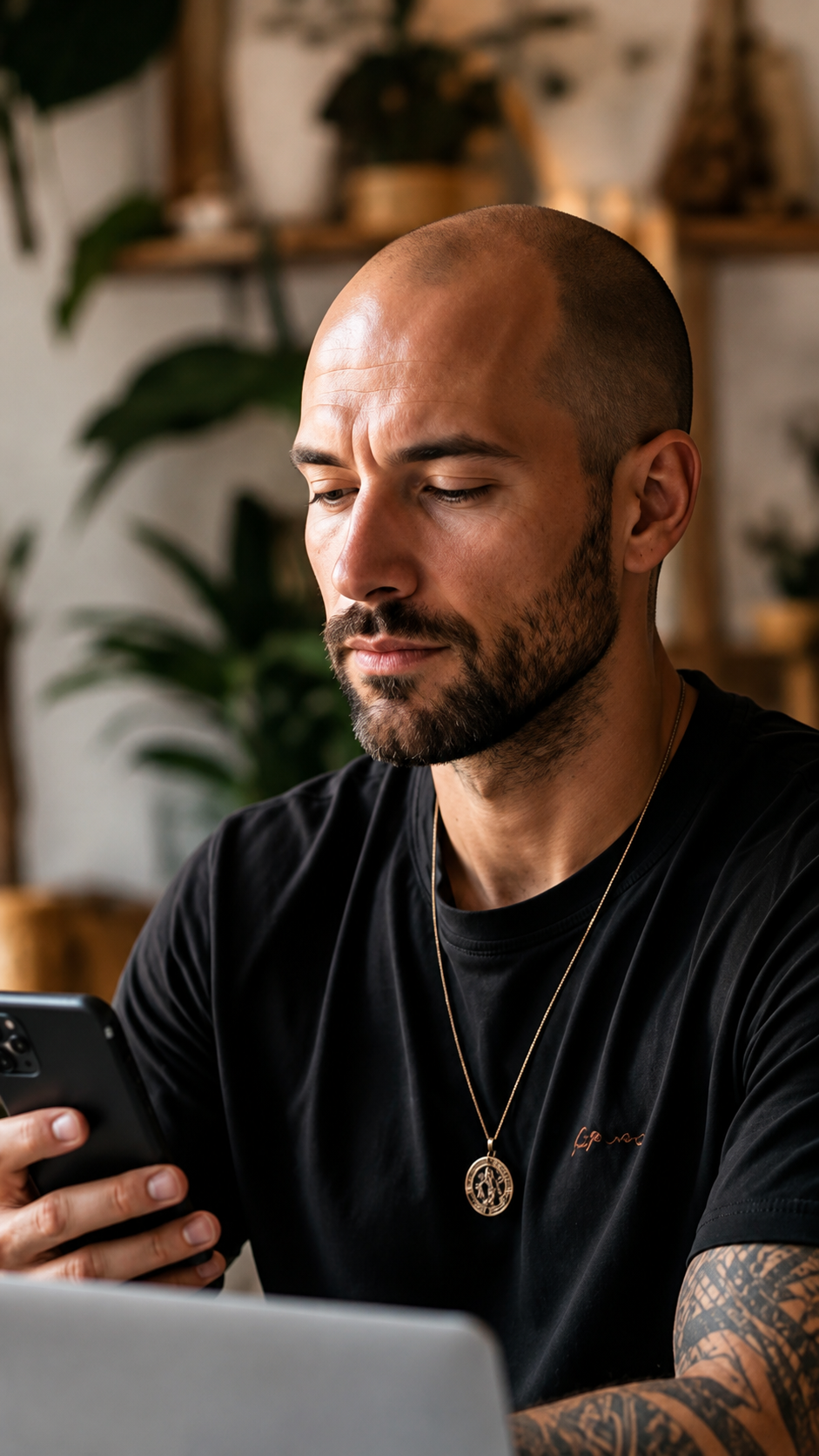 Client using a smartphone for a private online remote viewing psychic reading