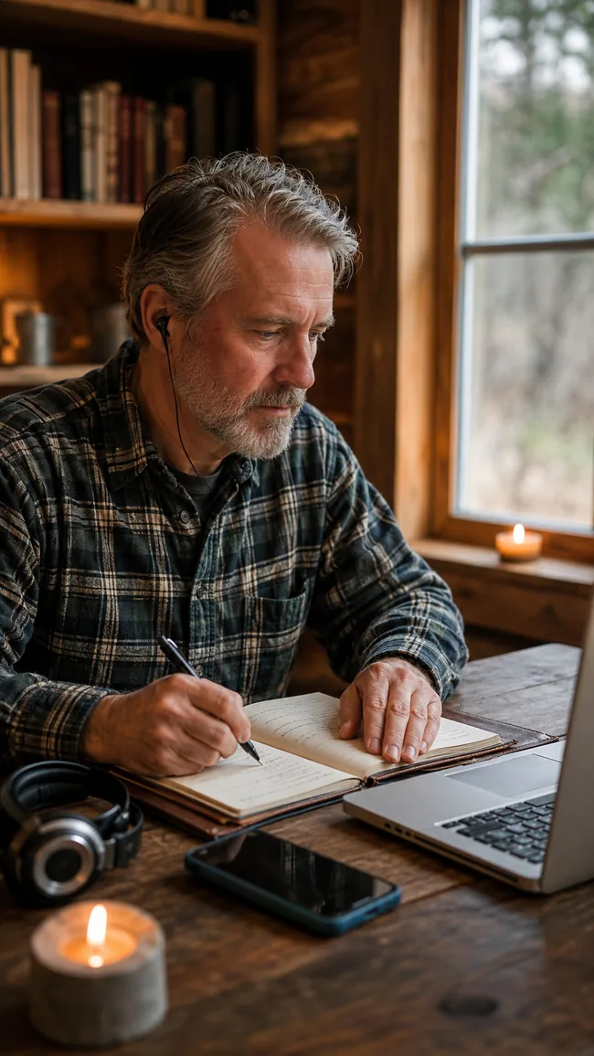 Client putting on headphones before an online clairaudient psychic consultation